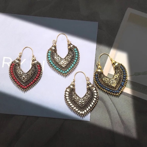 Boho bohemian earrings Tibetan gypsy - Picture 6 of 6